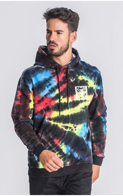 Gianni Kavanagh Męska Czarna Bluza Multicolor Underground Tie Dye Hoodie