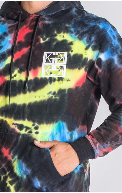 Gianni Kavanagh Męska Czarna Bluza Multicolor Underground Tie Dye Hoodie