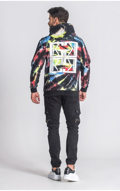 Gianni Kavanagh Męska Czarna Bluza Multicolor Underground Tie Dye Hoodie