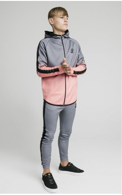 Illusive London Athlete Zip Through Fade Hoodie Grey & Peach