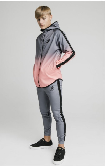Illusive London Athlete Zip Through Fade Hoodie Grey & Peach
