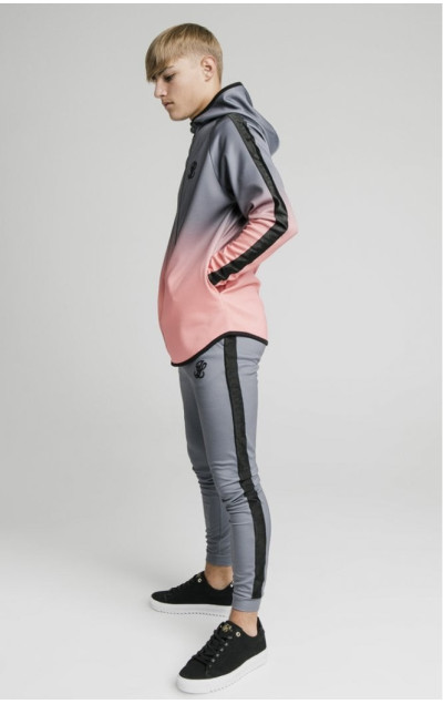 Illusive London Athlete Zip Through Fade Hoodie Grey & Peach