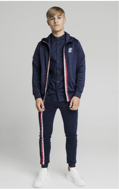 Illusive London Central Tape Zip Through Hoodie Navy
