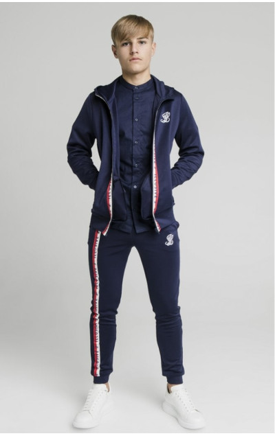 Illusive London Central Tape Zip Through Hoodie Navy
