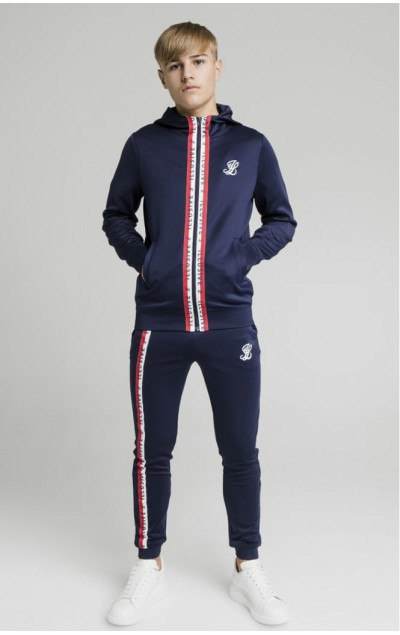 Illusive London Central Tape Zip Through Hoodie Navy