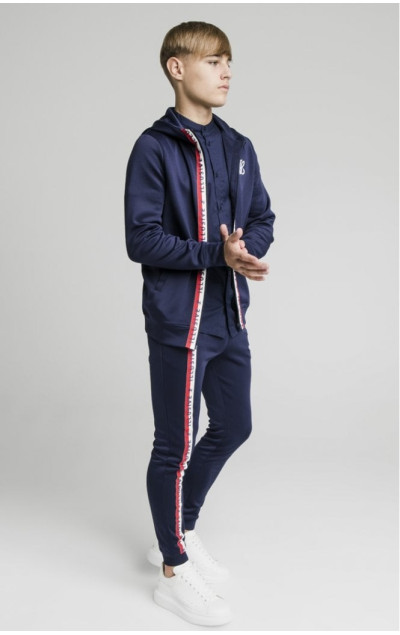 Illusive London Central Tape Zip Through Hoodie Navy