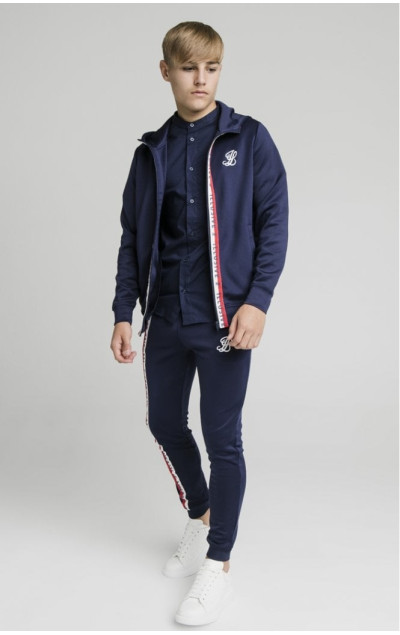 Illusive London Central Tape Zip Through Hoodie Navy