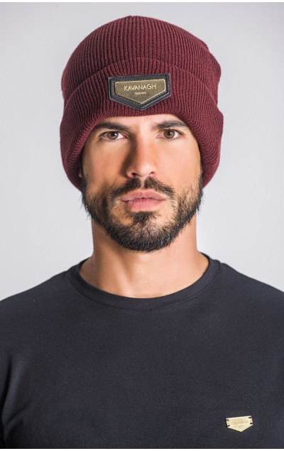 Gianni Kavanagh Burgundy Beanie Gold Plaque