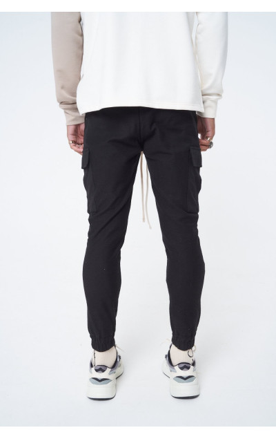 The Couture Club Męskie Czarne Spodnie Dresowe Reverse Loopback Slim Jersey Cargo Jogger