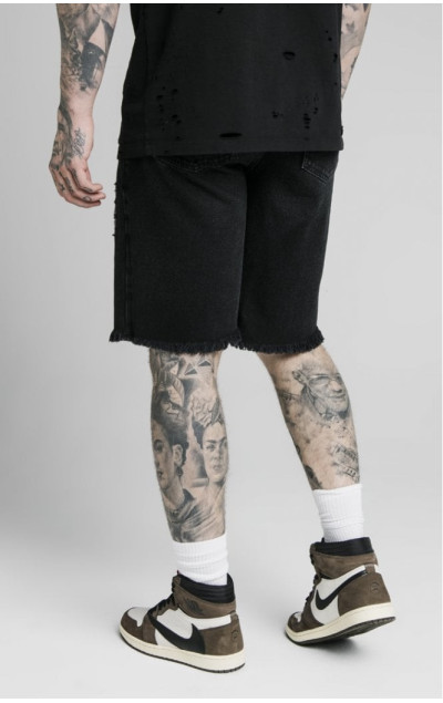Sik Silk Męskie Czarne Szorty Relaxed Floral Pixel Denim
