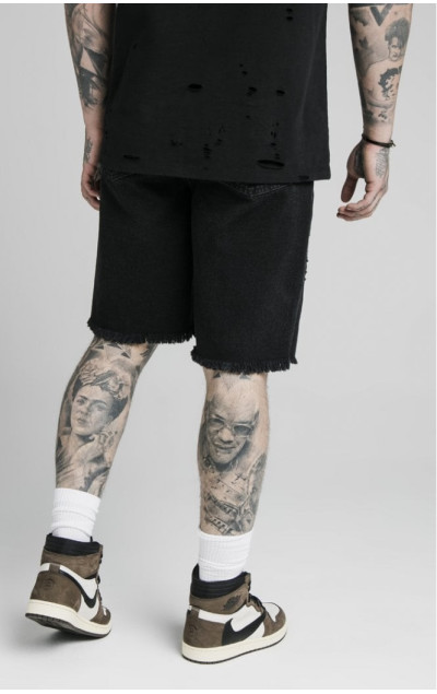 Sik Silk Relaxed Floral Pixel Denim Shorts