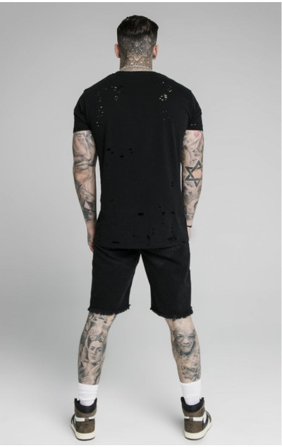 Sik Silk Relaxed Floral Pixel Denim Shorts