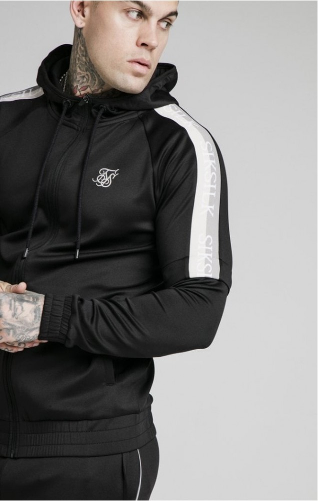 siksilk zip through funnel neck hoodie