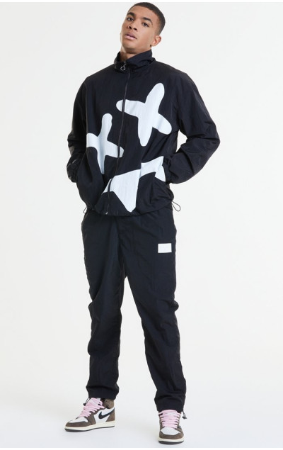 Sik Silk X Steve Aoki Męska Czarna Bluza SLoose Fit Funnel Zip Through