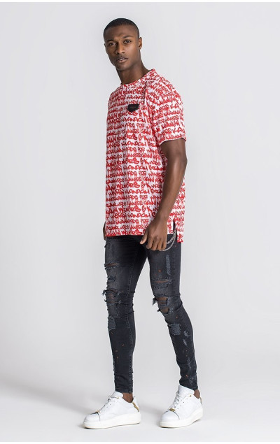 Gianni Kavanagh Red Winners Pain Oversized Tee