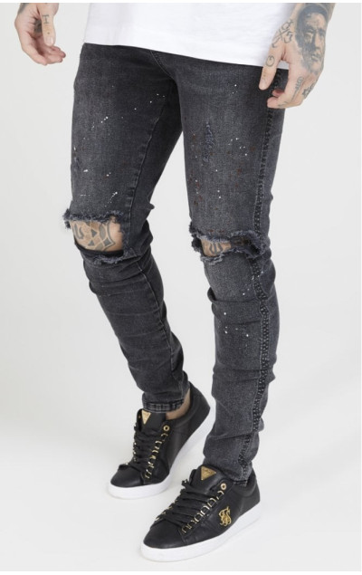 Sik Silk Bust Knee Riot Denims Washed Black
