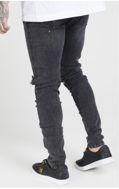 Sik Silk Bust Knee Riot Denims Washed Black
