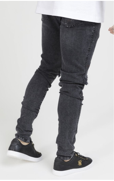 Sik Silk Bust Knee Riot Denims Washed Black