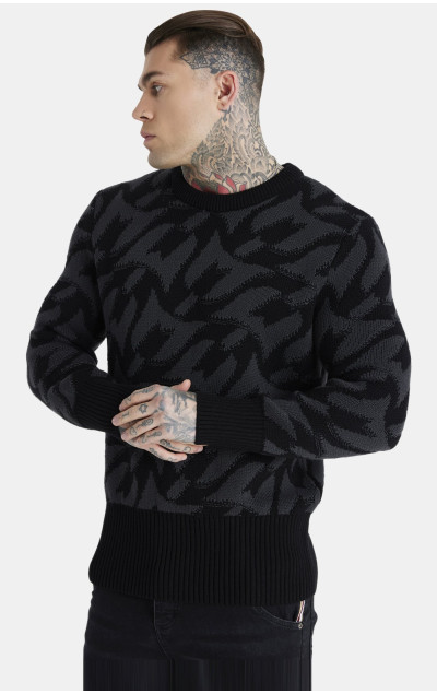 Messi x Sik Silk Monogram Chunky Knit Jumper Black