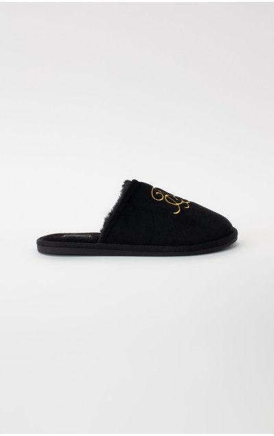 Sik Silk Slipper Black & Gold
