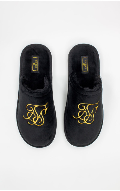 Sik Silk Slipper Black & Gold