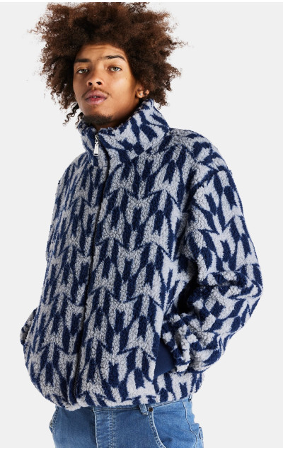 Messi x Sik Silk Borg Funnel Jacket Navy & Grey