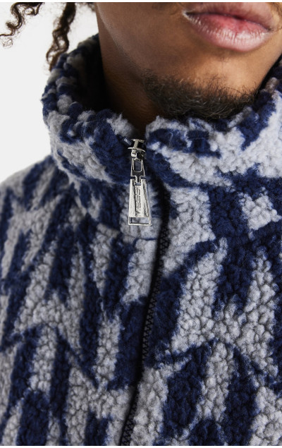 Messi x Sik Silk Borg Funnel Jacket Navy & Grey