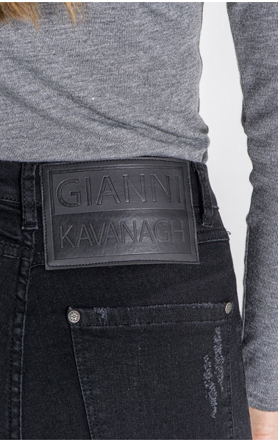 Gianni Kavanagh Damskie Czarne Spodnie Dżinsowe Core Ripped