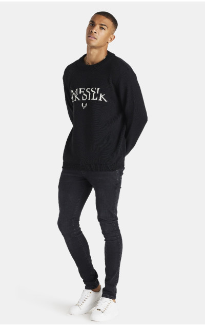 Messi x Sik Silk Męska Czarna Bluza Division Knit Sweater