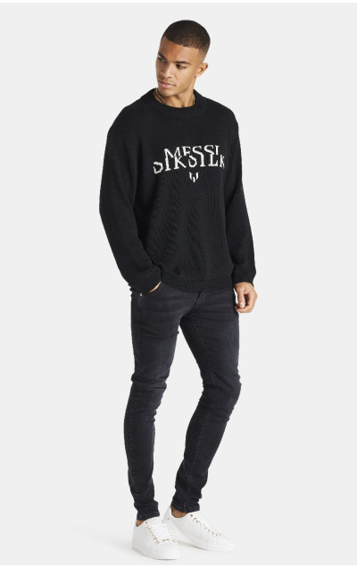 Messi x Sik Silk Męska Czarna Bluza Division Knit Sweater