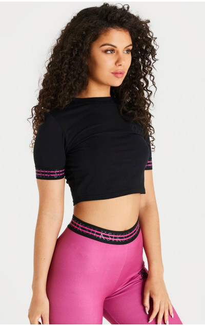 Sik Silk Exhibit Pro Crop Tee Black