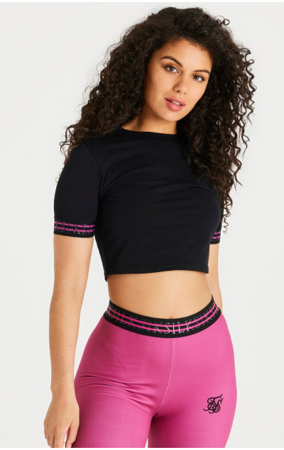 Sik Silk Exhibit Pro Crop Tee Black