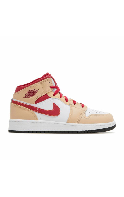 Air Jordan 1 Mid Light Curry Cardinal Red