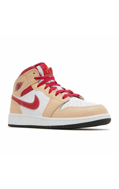 Air Jordan 1 Mid Light Curry Cardinal Red