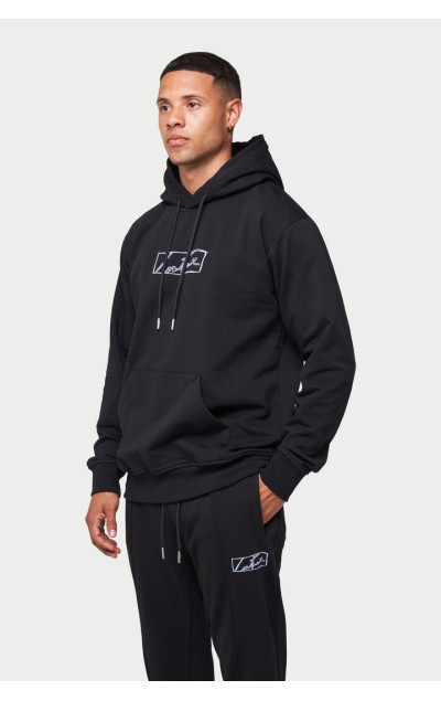 The Couture Club Męska Czarna Bluza Box Print Slim Fit Hood