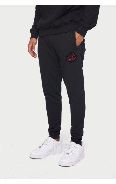 The Couture Club Pánske Čierne Tepláky Slim Fit Circle Branded Logo