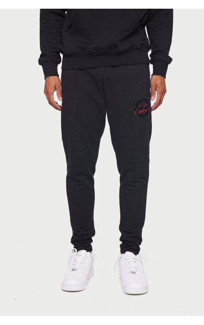 The Couture Club Pánské Černé Tepláky Slim Fit Circle Branded Logo