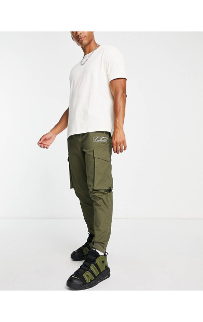 The Couture Club Khaki Box Logo Woven Cargo Pant