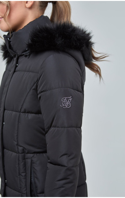 Sik Silk Dámska Čierna Bunda Longline Padded Parka