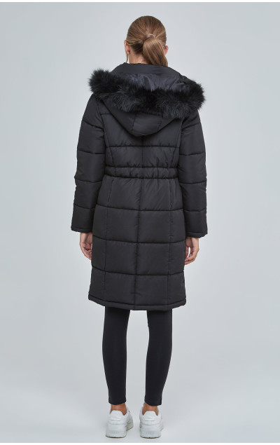 Sik Silk Dámska Čierna Bunda Longline Padded Parka