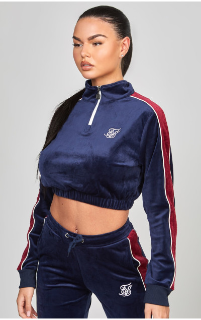 Sik Silk Navy Velour Track Top