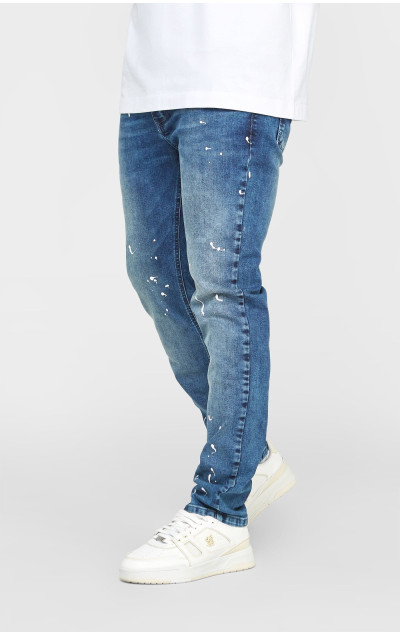 Sik Silk Pánské Modré Jeany Bleached Slim Fit Denim