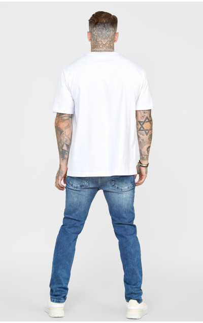 Sik Silk Blue Bleached Slim Fit Denim