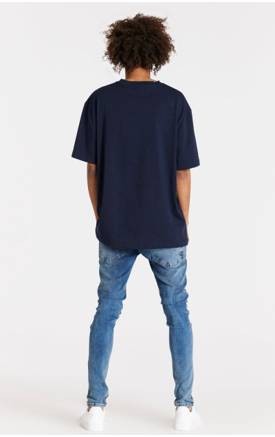 Sik Silk Pánske Modré Jeansy Distressed Slim Fit