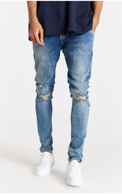 Sik Silk Light Blue Distressed Slim Fit Jean