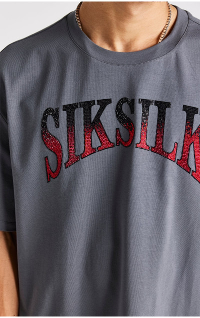 Sik Silk Grey Rhinestone Short Sleeve T-Shirt