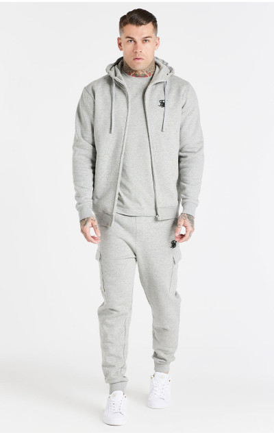 Sik Silk Męska Szara Bluza Marl Essential Zip Through Funnel Neck Hoodie