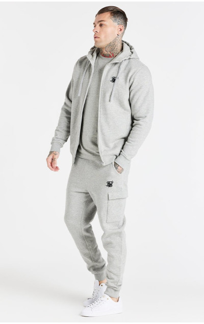 Sik Silk Męska Szara Bluza Marl Essential Zip Through Funnel Neck Hoodie