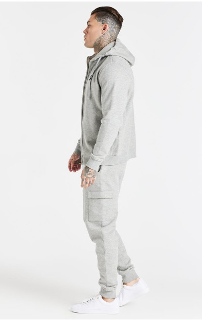 Sik Silk Grey Marl Essential Zip Through Funnel Neck Hoodie