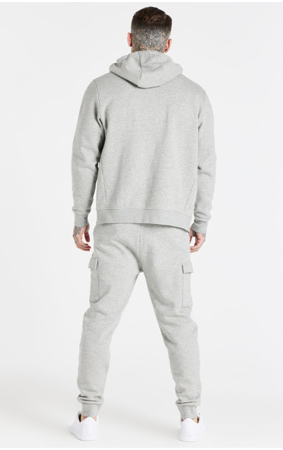 Sik Silk Grey Marl Essential Zip Through Funnel Neck Hoodie